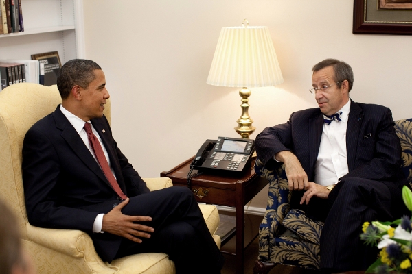 Estonian President with America's Obama