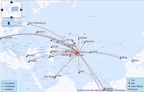 Air Astana route map
