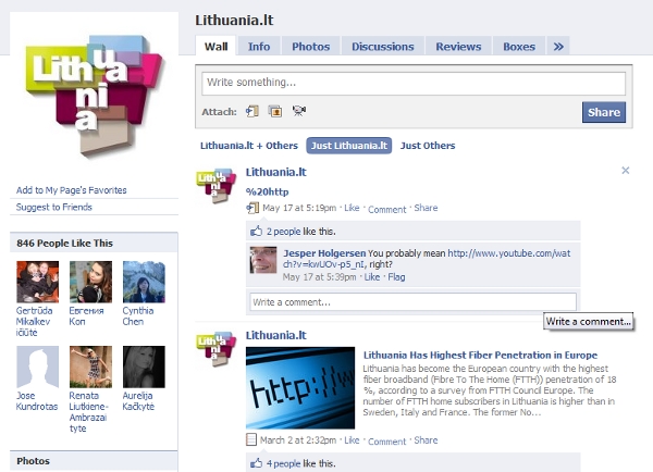Lithuania's Facebook profile