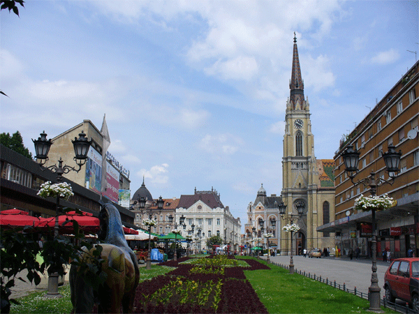 Novi Sad, city center, with The Name of Mary Church.