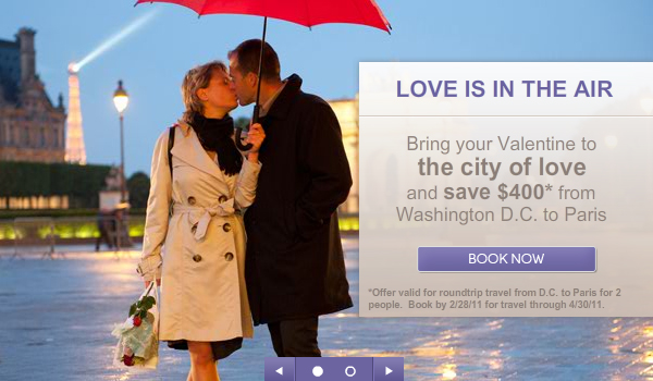 -OpenSkies, the unique all-business airline, is offering a special Valentine’s Day discount.