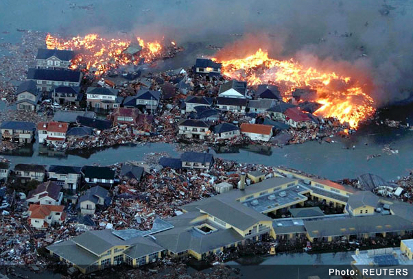 Tsunami damage in Japan after 8.9 magnitude earthquake
