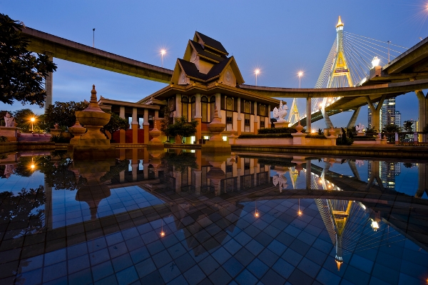 Saphan Bhumibol at Dusk - Bangkok