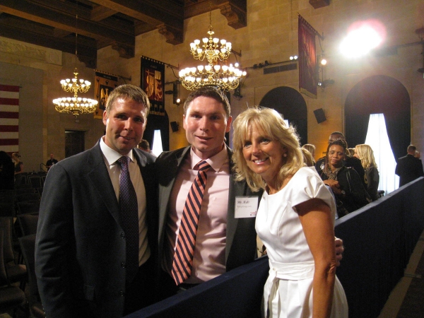 TroopSwap Co-Founders Blake Hall and Matthew Thompson with Second Lady Dr. Jill Biden
