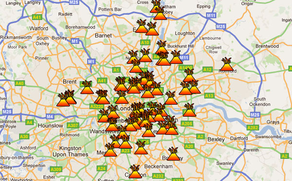 London riots map