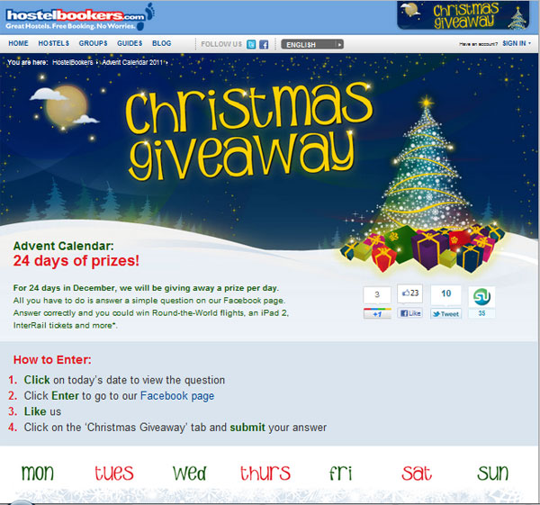 24 days of Christmas Prizes with HostelBookers 