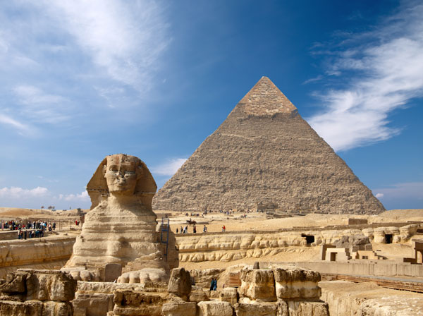 Sphinx and the Great pyramid in Egypt 