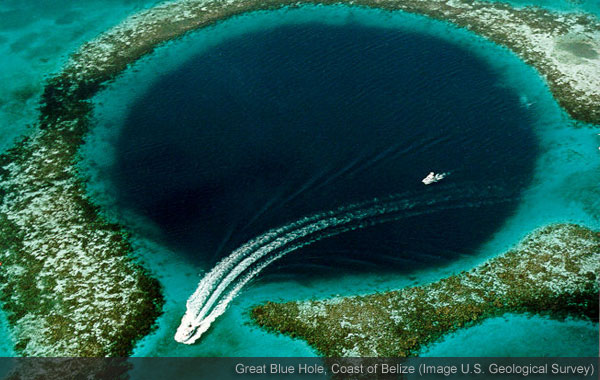 Great Blue Hole, Coast of Belize - a phenomenon of Karst topography.