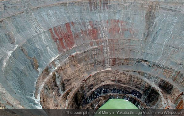 The open pit mine of Mirny in Yakutia.