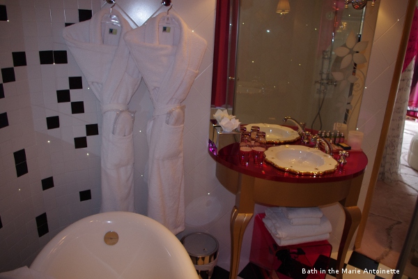 Marie Antoinette suite bath, at the Seven Hotel