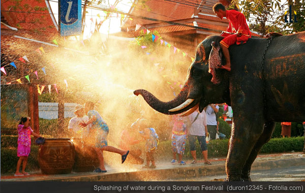 Splashing of water during a Songkran Festival