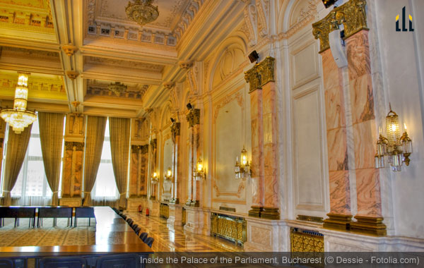 Inside the Palace of the Parliament, Bucharest.