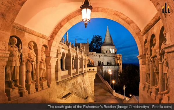 The south gate of the Fisherman's Bastion in Budapest
