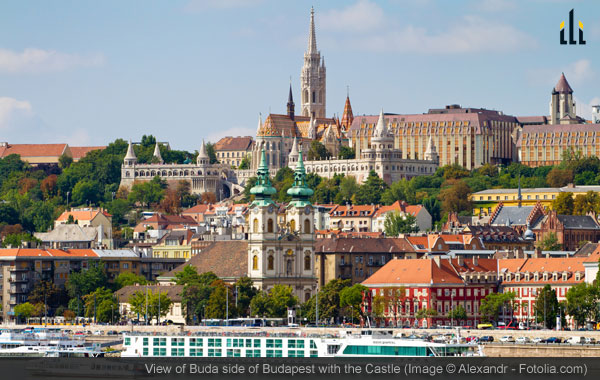 View of Buda side of Budapest with the Castle