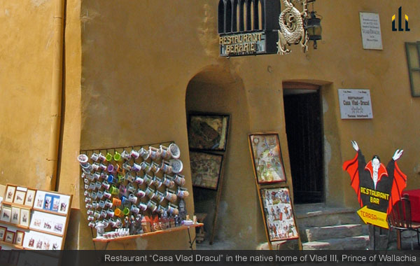 Restaurant Casa Vlad Dracul in Sighisoara, set up in the native home of Vlad III the Impaler, prince of Wallachia - the character who inspired Bram Stocker's Dracula.