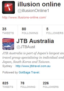 Twitter engagement JTB and Illusions