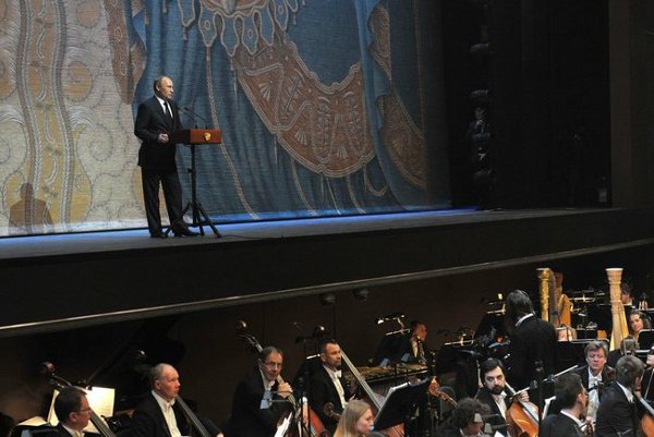 Vladimir Putin addresses the audience
