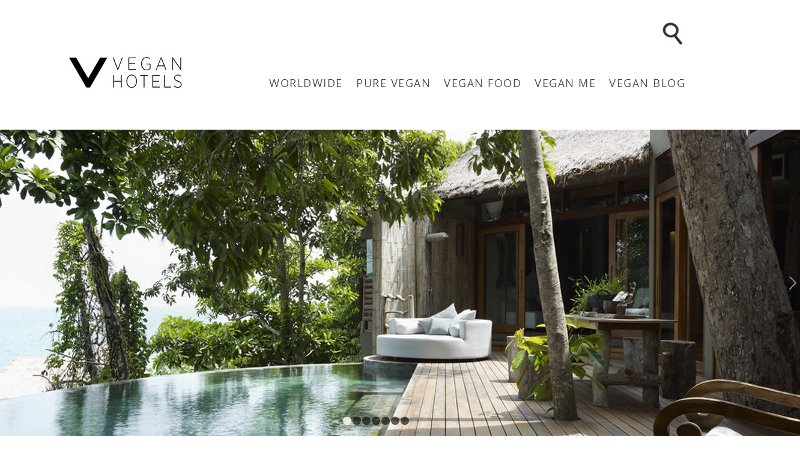 The Vegan Hotels landing page