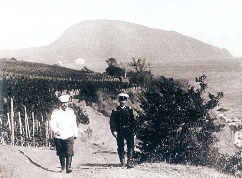 Tsar Nicholas II walking in his private vineyard at Massandra in the Crimea.