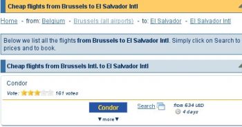WhichBudget results for Brussels to El Salvador