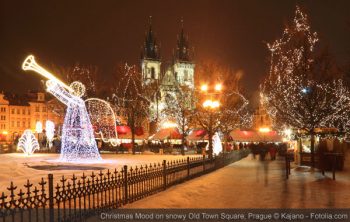 Christmas Mood on snowy Old Town Square, Prague