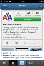 American Airlines scam on Instagram.