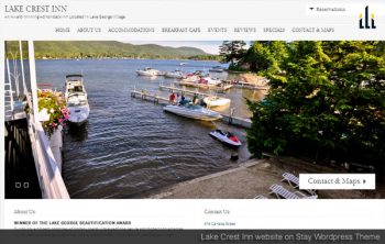 Lake Crest Inn website on Stay Wordpress Theme