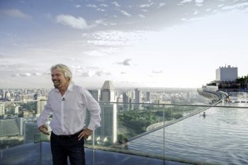 Sir Richard Branson enjoying the view atop Sands SkyPark