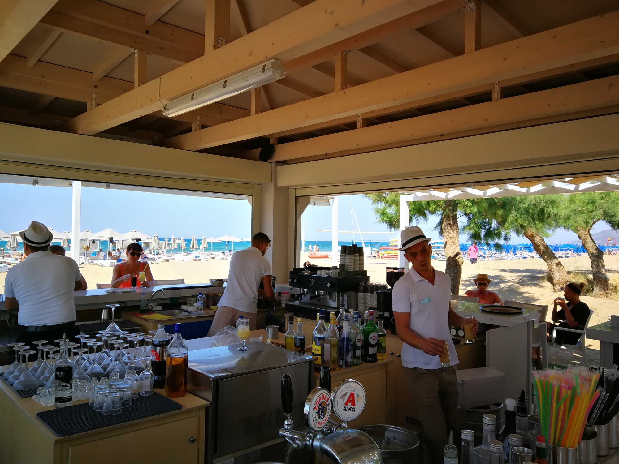 beach bar at Mythos Palace Resort & Spa.