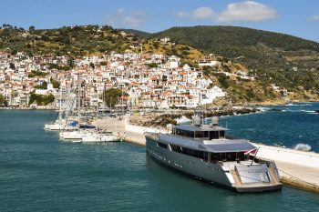 Yacht docked in Greece
