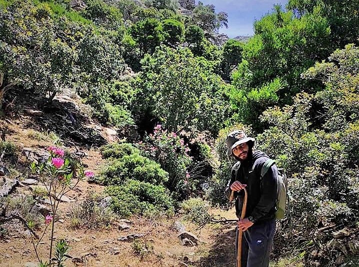 Valerianos Mourtzanakis hiking the hills outside Achlada, Crete