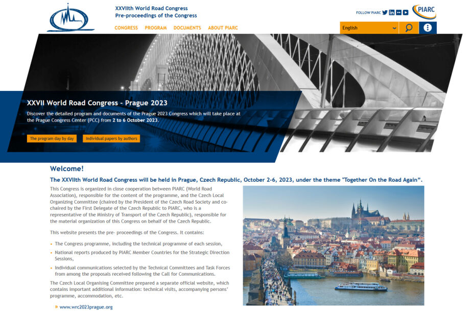 Prague Congress Centre will host the prestigious 27th World Road Congress from 2 to 6 October 2023