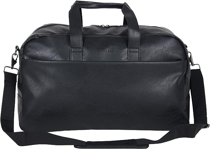 Kenneth Cole REACTION Port Stanley Duffel Pebbled Vegan Leather Carry On Shoulder Duffle Travel Bag