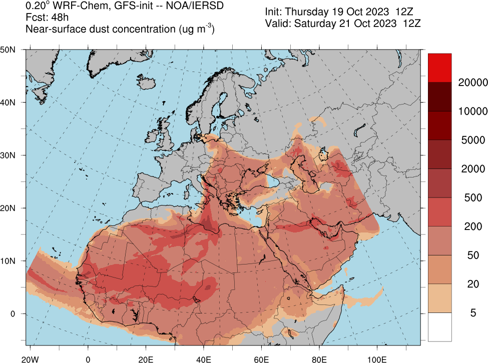 Saharan dust map October 20.