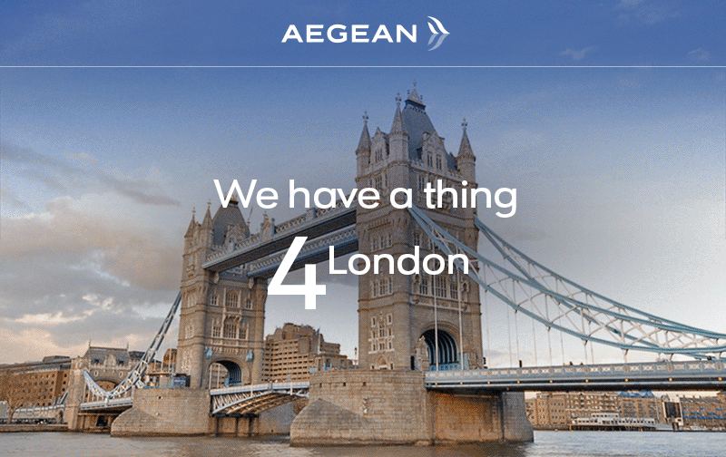 Aegean London newsletter promo.