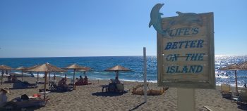 tourists on a beach in Crete