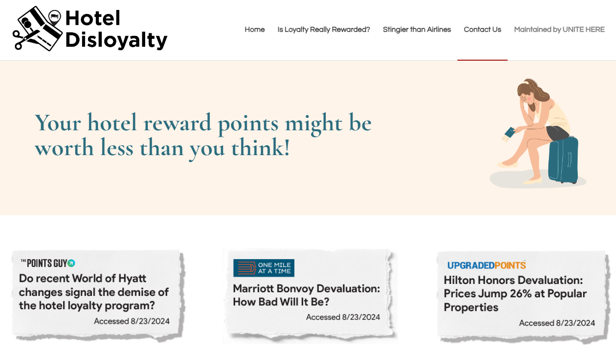 hotel disloyalty website screenshot