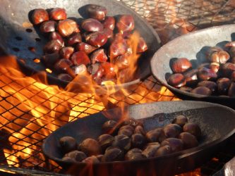 roasted chestnuts over open fire