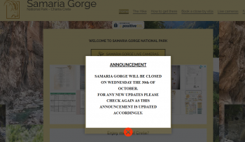 samaria gorge closed October 30