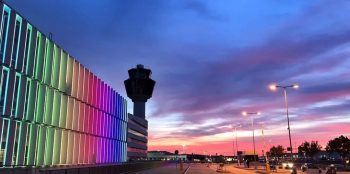 Athens Airport at night.