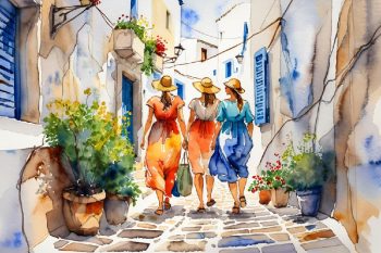 Crete tourist season 2025 illustration.