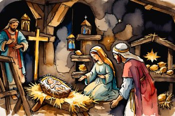 festive traditions in Albania: nativity scene.