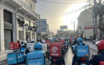 Chania food delivery workers strike