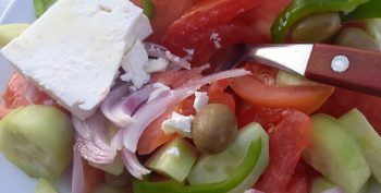 Greece feta cheese in salad
