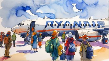 Spain fines airlines again AI illustration.