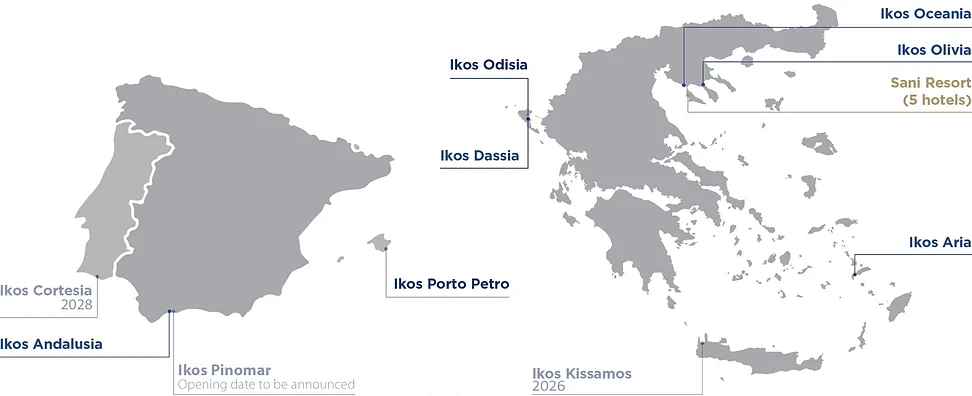 Updated Sani/Ikos resorts map.