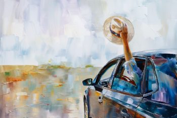 planning a road trip AI illustration.