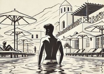 seawater pools illustration AI