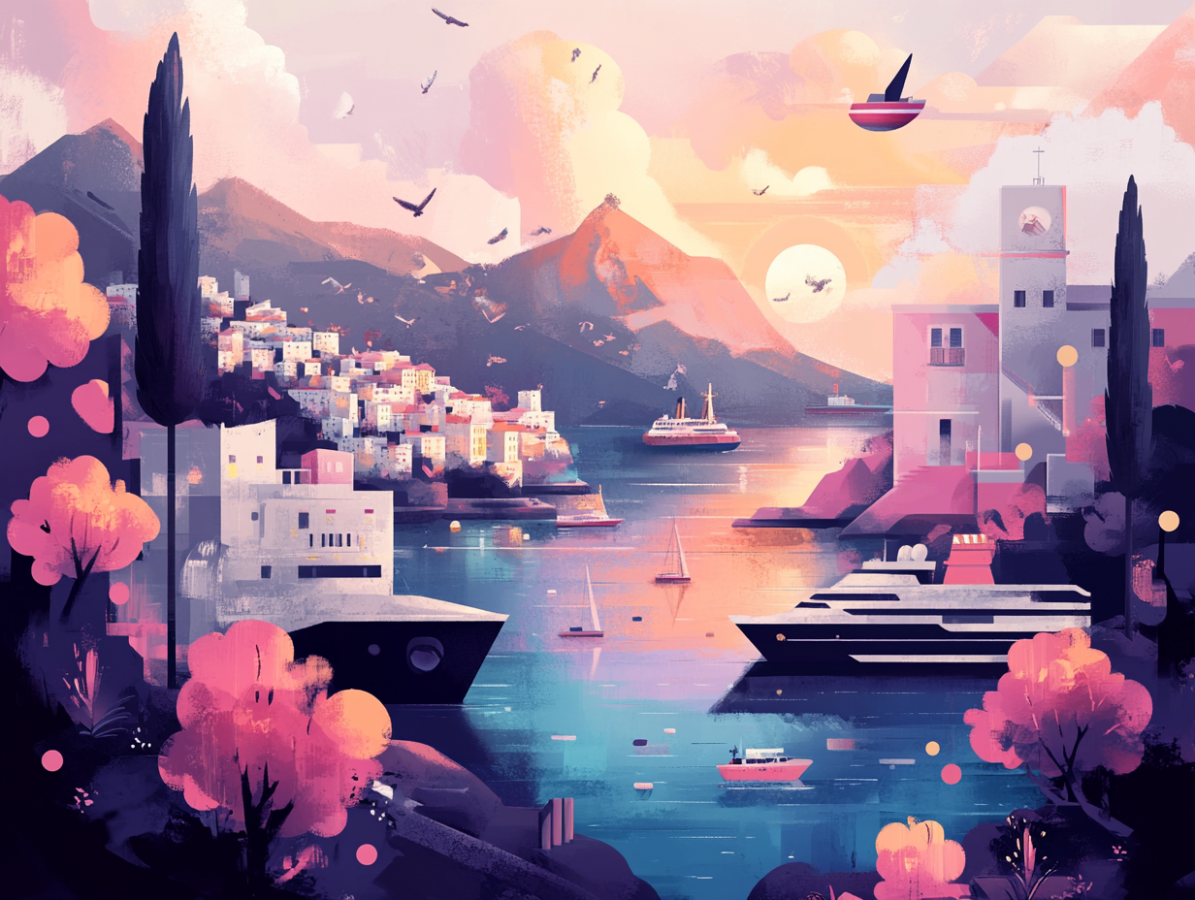 Greek ports AI illustration
