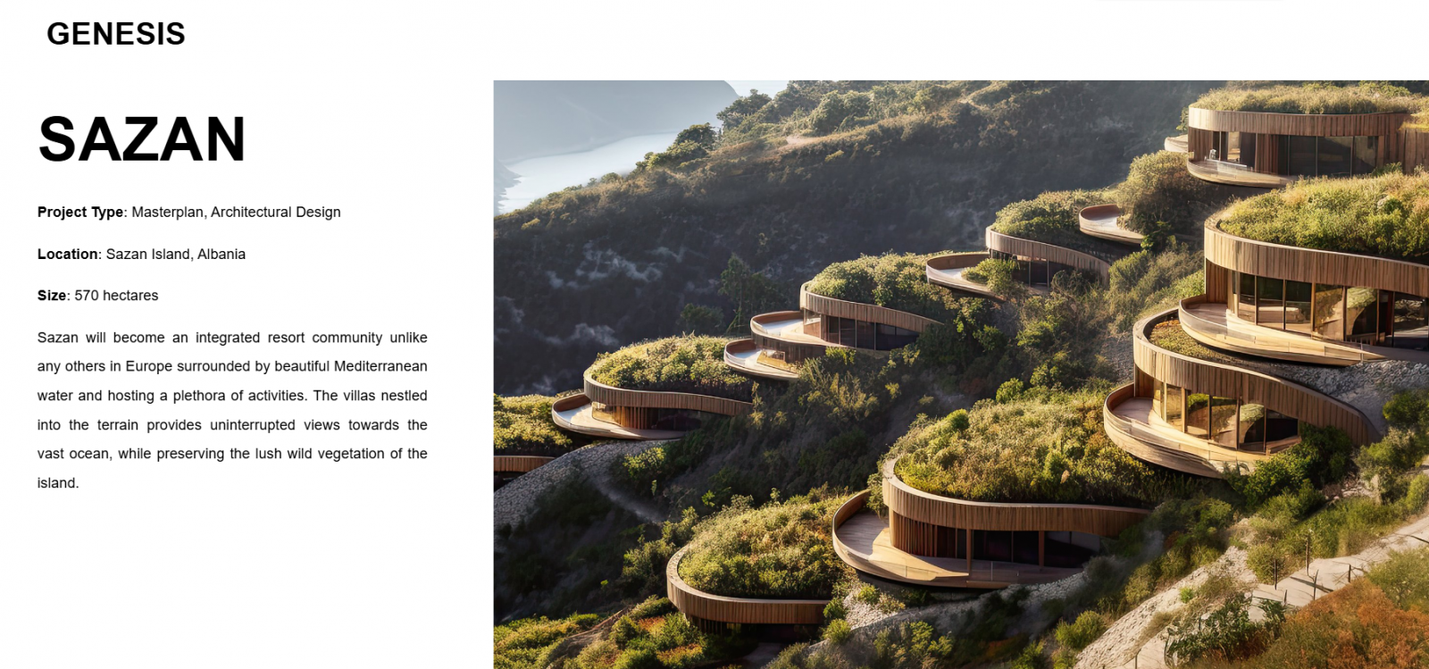Sazan Island Touristic Resort website screenshot.